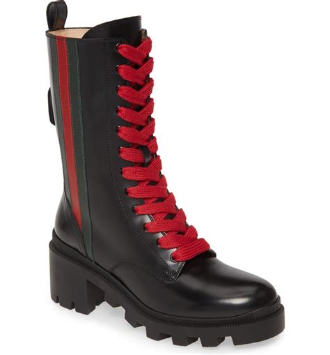 gucci ad girl thigh boots|Gucci combat boots for women.